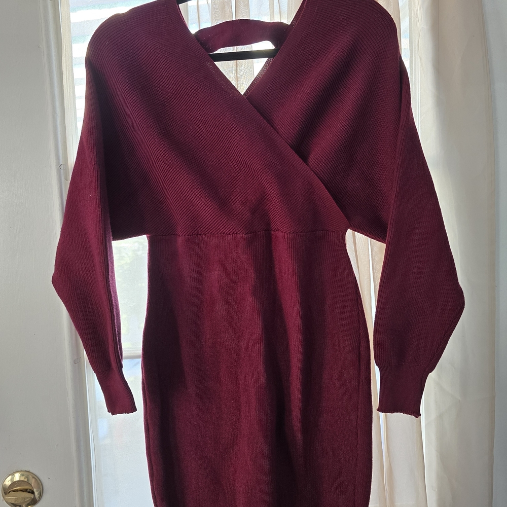 Elegant Burgundy Knit Dress